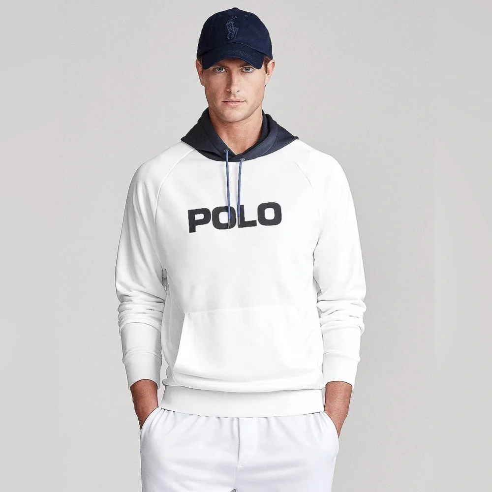 Polo Ralph‎ Lauren white Performance Terry Hoodie Men XL FLAWED READ BELLOW